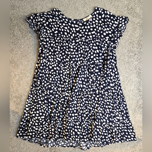 entro Dresses & Skirts - Entro Micro Floral Tiered Dress Navy & White Size Medium Lined